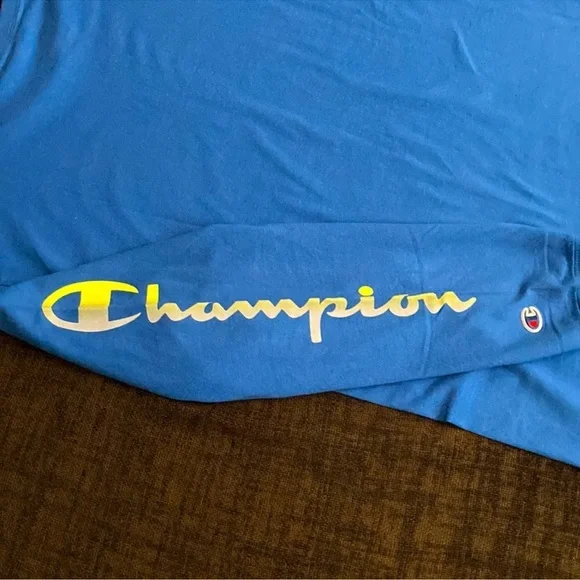 NWT Champion Men's Logo Graphic Long Sleeve T-Shirt Royal Blue/Yellow Size 2XL - Picture 8 of 12